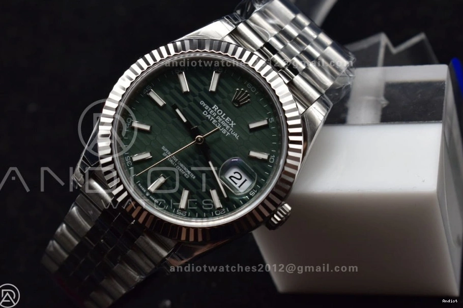 Best 1:1 Dial Bracelet Fluted on DateJust Steel VS3235 Jubilee 41 Edition 904L VSF 126334 Green Textured Bezel 0412